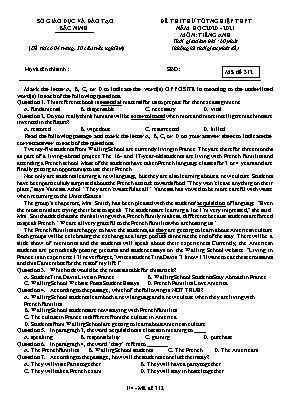 Đề thi thử Tốt nghiệp THPT môn Tiếng Anh - Mã đề 312 - Năm học 2020-2021 - Sở giáo dục và đào tạo Bắc Ninh (Có đáp án)